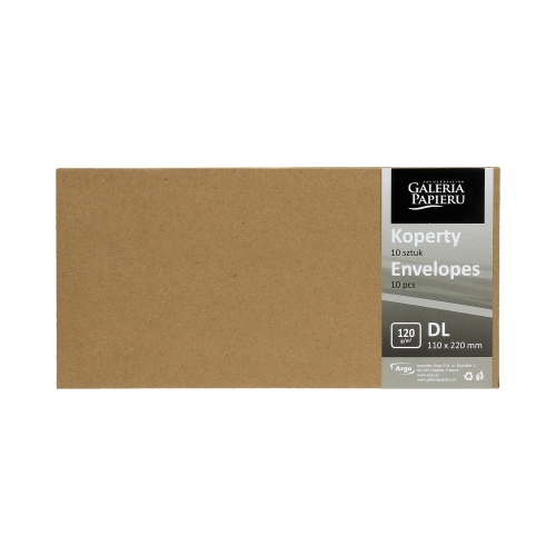 Koperty DL ciemnobeżowe Kraft 120g - 10 szt. w opak.