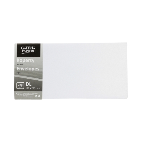 Koperty kieszonka DL białe Pearl 220g - 5 szt. w opak.