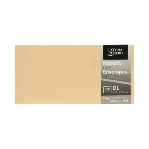 Koperty kieszonka DL ciemnobeżowe Nature 220g - 5 szt. w opak.
