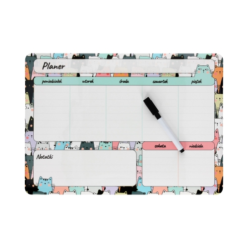 Planer magnetyczny 35x25 tygodniowy Koty/marker Biurfol