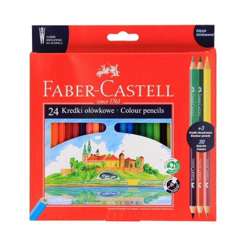 Kredki ołówkowe 24kol + 3szt. dwustronnych zamek na Wawelu Faber-Castell 201481