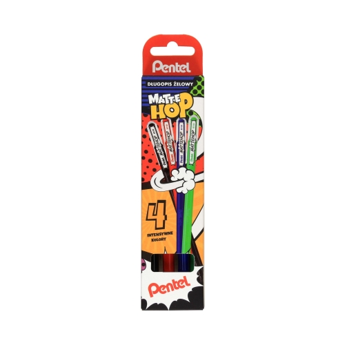 Długopis żelowy 1.00mm 4kol. - czarny/czerwony/niebieski/zielony Matte Hop Pentel